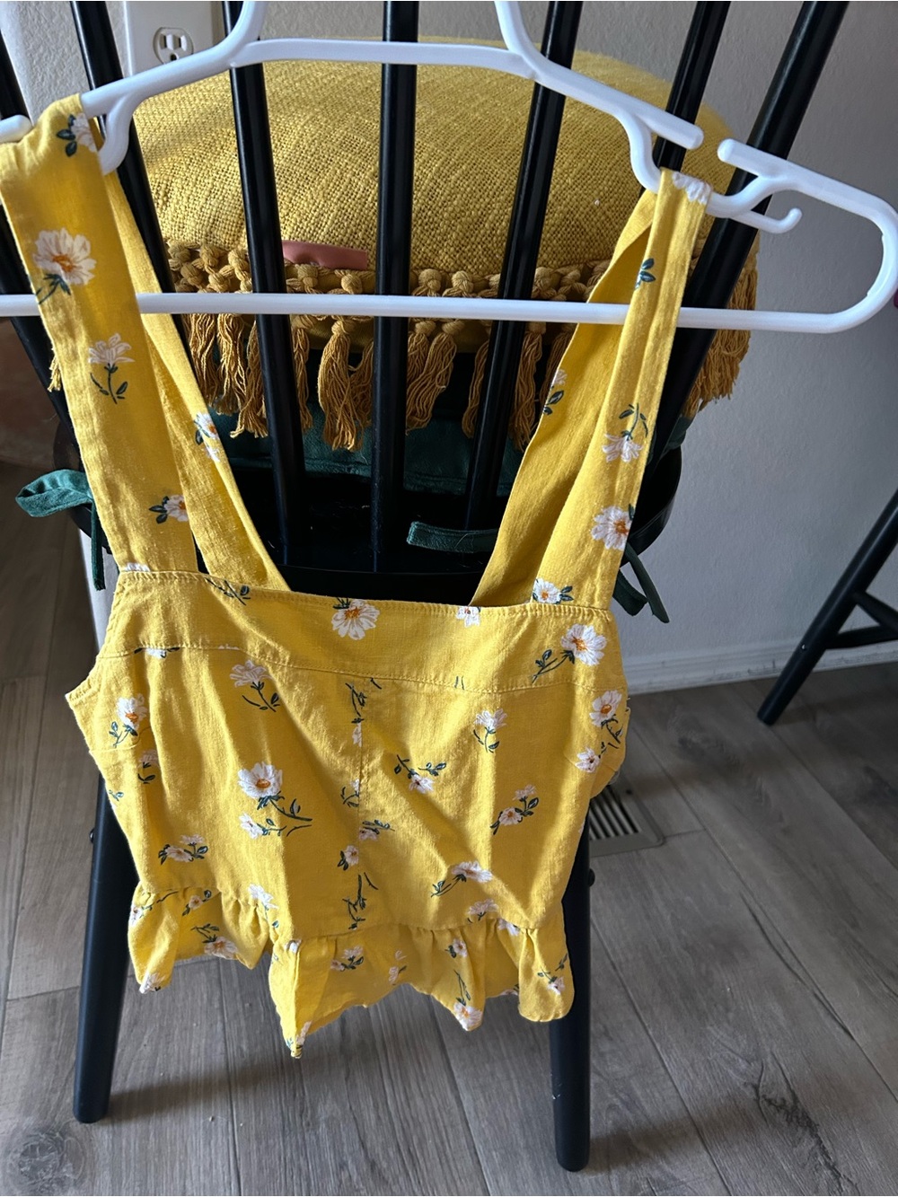 L.A. Hearts Yellow Floral Ruffle Hem Women's Tank Top